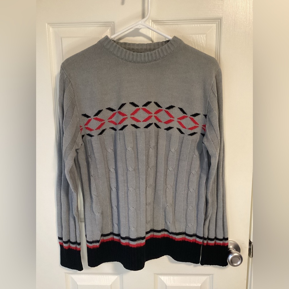 Vintage grey and red sweater by Bud Berma-no size tag
